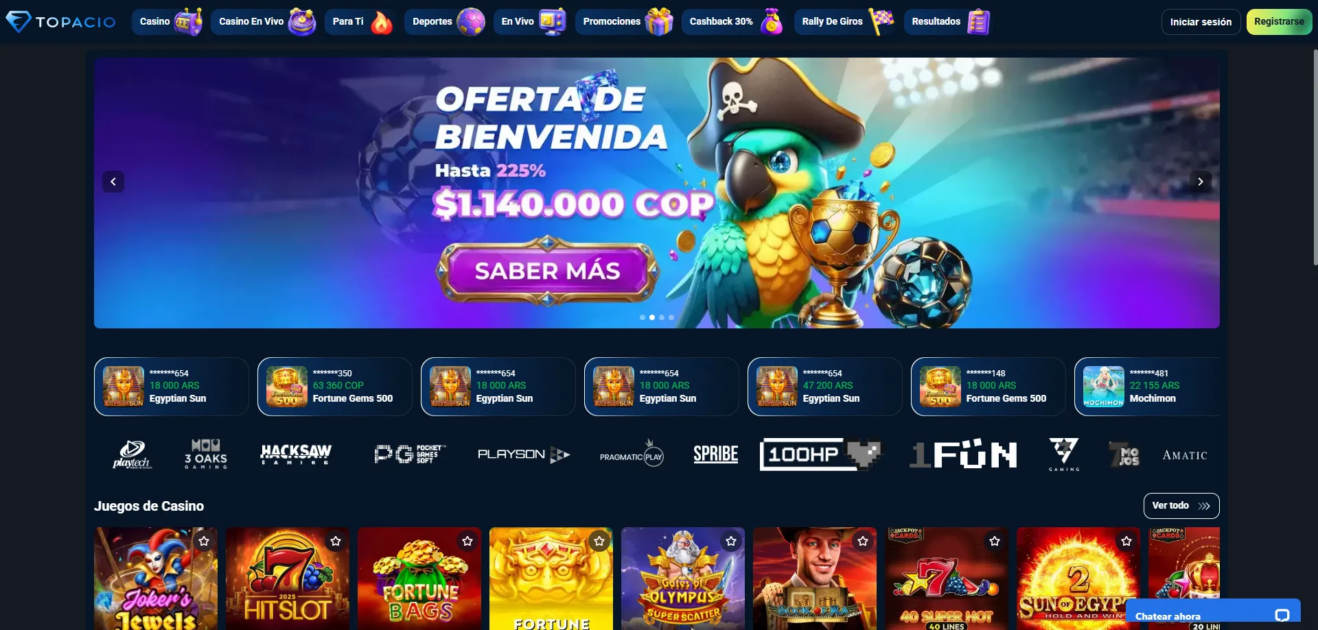 Topacio Casino Colombia reseña completa 2026 bono bienvenida